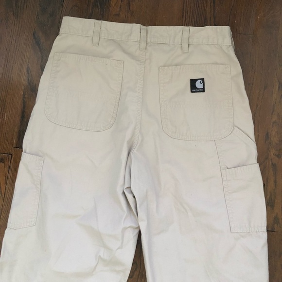 Carhartt Dungaree Carpenter Style Cream Pants - Picture 4 of 5